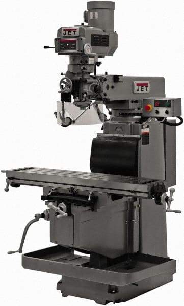 Jet - 12" Table Width x 54" Table Length, Variable Speed Pulley Control, 3 Phase Knee Milling Machine - R8 Spindle Taper, 5 hp - Best Tool & Supply