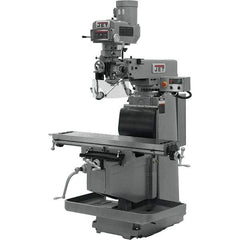 Jet - 12" Table Width x 54" Table Length, Variable Speed Pulley Control, 3 Phase Knee Milling Machine - R8 Spindle Taper, 5 hp - Best Tool & Supply