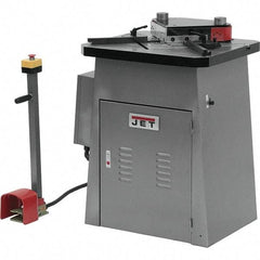 Jet - 7-3/4 x 7-3/4" Notching Dimension, Metal Notcher - 50" Stroke, 4mm Max Mild Steel Capacity, 9 Ton Load Capacity, 27-1/2" Table Width x 23-3/4" Table Depth - Best Tool & Supply