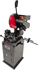 Jet - 13-1/2" Blade Diam, Straight/Miter Chop & Cut-Off Saw - 3 Phase, 3,450 RPM, 5 hp, 230/460 Volts, 4-7/8" Capacity in Solids at 90°, 3-1/8" Capacity in Solids at 45°, 4-1/8" Capacity in Pipe at 45° - Best Tool & Supply