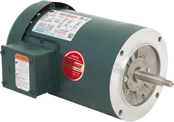 Leeson - 1-1/2 Max hp, 3,600 Max RPM, Premium Efficient Electric AC DC Motor - 230/460 V Input, Three Phase, 56J Frame, C-Face Mount, TEFC Enclosure - Best Tool & Supply