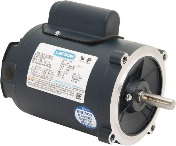 Leeson - 1/3 Max hp, 1,800 Max RPM, Capacitor Start Electric AC DC Motor - 115/230 V Input, Single Phase, S56C Frame, C-Face Mount, TENV Enclosure - Best Tool & Supply