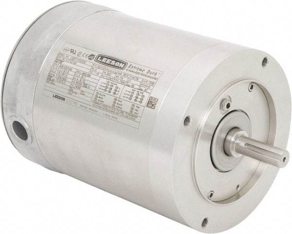 Leeson - 1/2 Max hp, 1,800 Max RPM, Electric AC DC Motor - 230/460 V Input, Three Phase, 56C Frame, C-Face Mount, TENV Enclosure - Best Tool & Supply