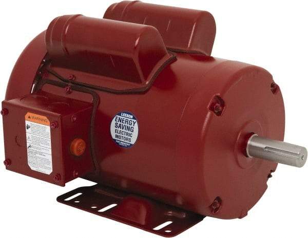 Leeson - 1-1/2 Max hp, 1,800 Max RPM, Electric AC DC Motor - 115/208-230 V Input, Single Phase, 56HZ Frame, Rigid Base Mount, TEFC Enclosure - Best Tool & Supply