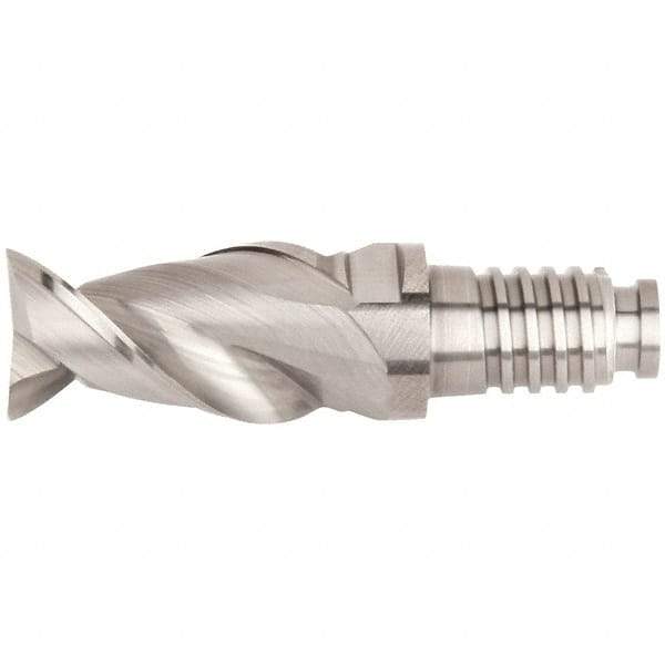 Kennametal - 10mm Mill Diam, 15mm LOC, 35mm OAL, 2 Flute Square End Mill Head - Duo-Lock 10 Connection, Solid Carbide, Uncoated, Right Hand Flute, Spiral Flute, Centercutting, 45° Helix, Series ABDF - Best Tool & Supply