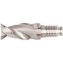 Kennametal - 3/8" Mill Diam, 9/16" LOC, 35mm OAL, 4 Flute Square End Mill Head - Duo-Lock 10 Connection, Solid Carbide, AlTiN Finish, Right Hand Flute, Spiral Flute, Centercutting, 39° Helix, Series UKDV - Best Tool & Supply