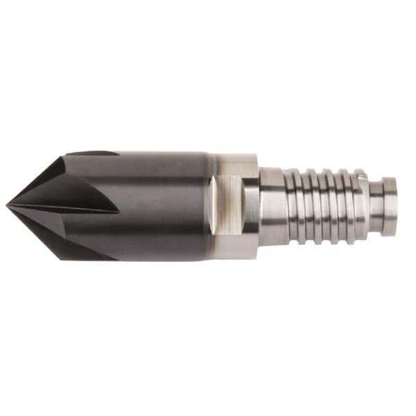 Kennametal - 5/8" Diam, 3.17mm LOC, 6 Flute, 1/8" Corner Chamfer End Mill Head - Solid Carbide, AlTiN Finish, Duo-Lock 16 Connection, Spiral Flute, 0° Helix - Best Tool & Supply