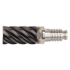 Kennametal - 16mm Diam, 24mm LOC, 6 Flute, 0.75mm Corner Radius End Mill Head - Solid Carbide, AlTiN Finish, Duo-Lock 16 Connection, Spiral Flute, 45° Helix, Centercutting - Best Tool & Supply