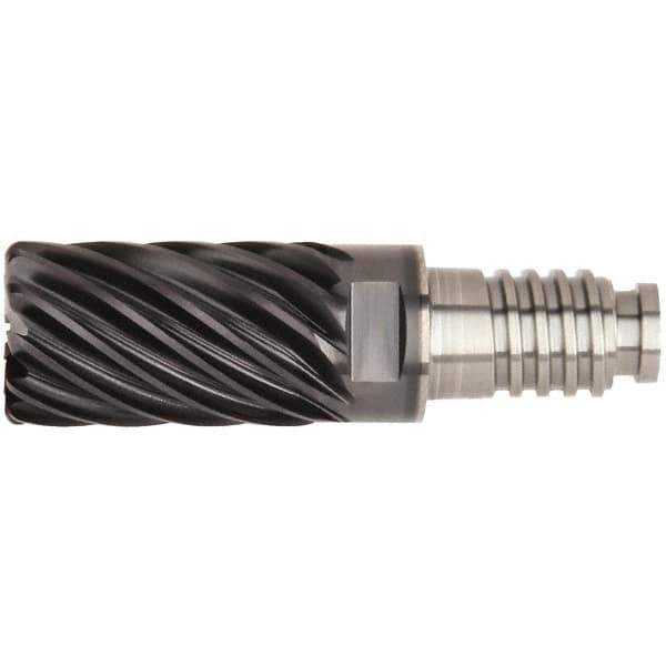 Kennametal - 10mm Diam, 15mm LOC, 9 Flute, 1.5mm Corner Radius End Mill Head - Solid Carbide, AlTiN Finish, Duo-Lock 10 Connection, Spiral Flute, 36° Helix - Best Tool & Supply