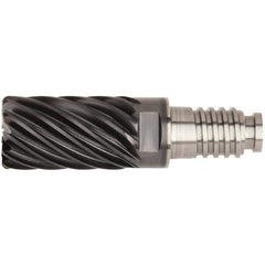 Kennametal - 1" Diam, 1-1/2" LOC, 19 Flute, 0.06" Corner Radius End Mill Head - Solid Carbide, AlTiN Finish, Duo-Lock 25 Connection, Spiral Flute, 36° Helix - Best Tool & Supply