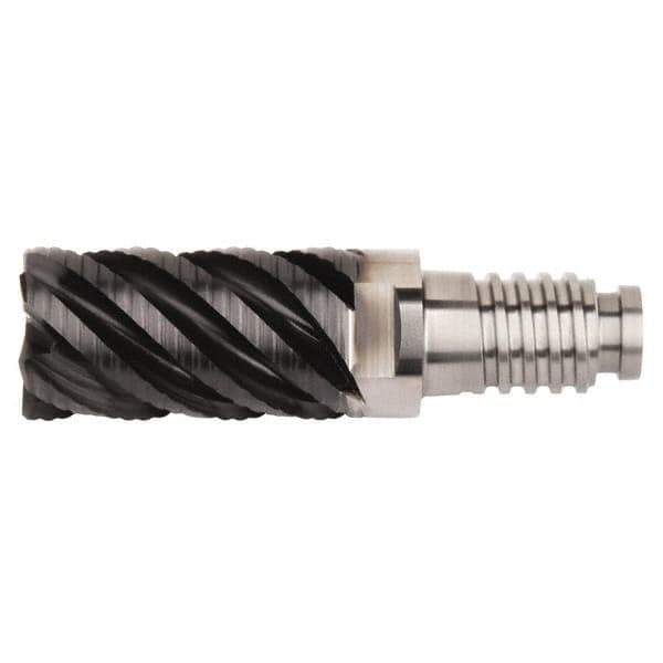 Kennametal - 10mm Diam, 15mm LOC, 4 Flute, 0.5mm Corner Radius End Mill Head - Solid Carbide, AlTiN Finish, Duo-Lock 10 Connection, Spiral Flute, 45° Helix, Centercutting - Best Tool & Supply