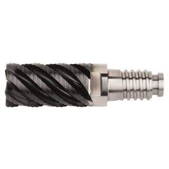 Kennametal - 12mm Diam, 18mm LOC, 4 Flute, 0.75mm Corner Radius End Mill Head - Solid Carbide, AlTiN Finish, Duo-Lock 12 Connection, Spiral Flute, 45° Helix, Centercutting - Best Tool & Supply