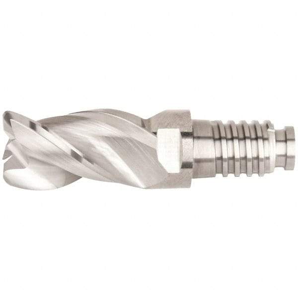 Kennametal - 10mm Diam, 15mm LOC, 3 Flute, 0.5mm Corner Radius End Mill Head - Solid Carbide, Uncoated, Duo-Lock 10 Connection, Spiral Flute, 38° Helix, Centercutting - Best Tool & Supply