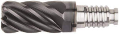 Kennametal - 1/2" Diam, 3/4" LOC, 6 Flute, 0.09" Corner Radius End Mill Head - Solid Carbide, AlTiN Finish, Duo-Lock 12 Connection, Spiral Flute, 37 & 39° Helix, Centercutting - Best Tool & Supply