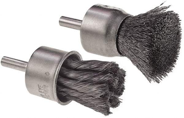 Camel Grinding Wheels - 3/4" Brush Diam, Crimped, End Brush - 1/4" Diam Shank, 1/4" Pilot Diam - Best Tool & Supply