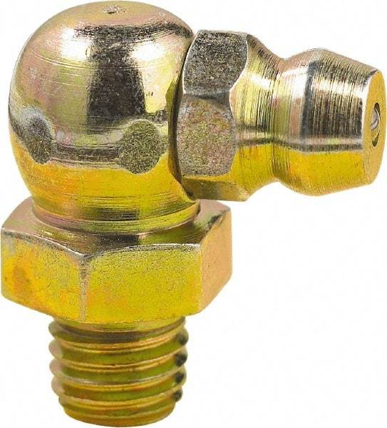 lumax - 90° Head Angle, 1/4-28 Taper Steel Taper Thread Grease Fitting - Zinc Plated Finish - Best Tool & Supply