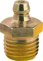 lumax - 0° Head Angle, 1/4 PTF Steel Taper Thread Grease Fitting - Zinc Plated Finish - Best Tool & Supply