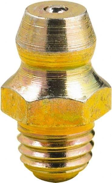 lumax - 0° Head Angle, M8x1 Metric Steel Taper Thread Grease Fitting - Zinc Plated Finish - Best Tool & Supply