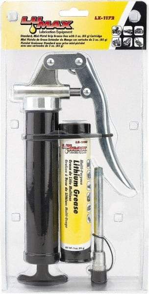 lumax - Rigid Pistol Grease Gun - 3 oz Capacity, 1/8 Thread Outlet, 66 Strokes per oz, Bulk & Cartridge Fill - Best Tool & Supply