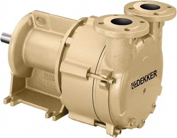 DEKKER Vacuum Technologies - 29 Hg Max, 1-1/2" ANSI 150# RF Flanged Inlet & Discharge, Single Stage Liquid Ring Vaccum Pump - 300 CFM, 20 hp, Cast Iron Housing, 316 Stainless Steel Impeller, 1,750 RPM, 230/460 Volts - Best Tool & Supply