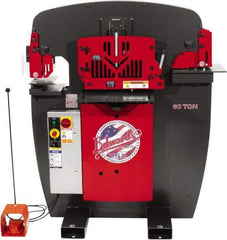 Edwards Manufacturing - 8-7/8" Throat Depth, 60 Ton Punch Pressure, 1-1/16" in 5/8" Punch Capacity Ironworker - 5 hp, 1 Phase, 230 Volts, 46-1/8" Wide x 56-1/8" High x 36-1/8" Deep - Best Tool & Supply