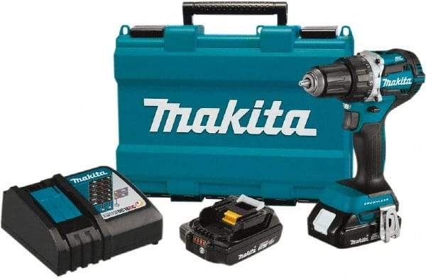 Makita - 18 Volt 1/2" Chuck Pistol Grip Handle Cordless Drill - 0-2000 RPM, Reversible, 2 Lithium-Ion Batteries Included - Best Tool & Supply