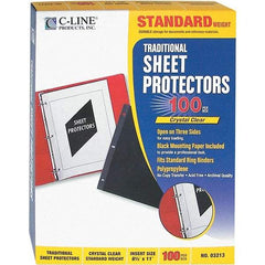 C-LINE - 100 Piece Clear Sheet Protectors-Ring Binder - 11" High x 8-1/2" Wide - Best Tool & Supply