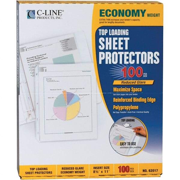 C-LINE - 100 Piece Clear Sheet Protectors-Ring Binder - 11" High x 8-1/2" Wide - Best Tool & Supply