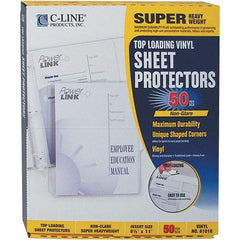 C-LINE - 50 Piece Clear Sheet Protectors-Ring Binder - 11" High x 8-1/2" Wide - Best Tool & Supply