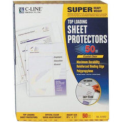 C-LINE - 50 Piece Clear Sheet Protectors-Ring Binder - 11" High x 8-1/2" Wide - Best Tool & Supply