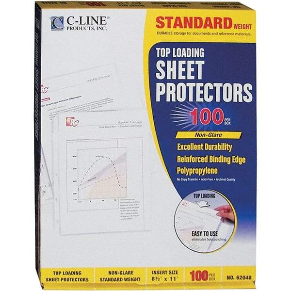 C-LINE - 100 Piece Clear Sheet Protectors-Ring Binder - 11" High x 8-1/2" Wide - Best Tool & Supply