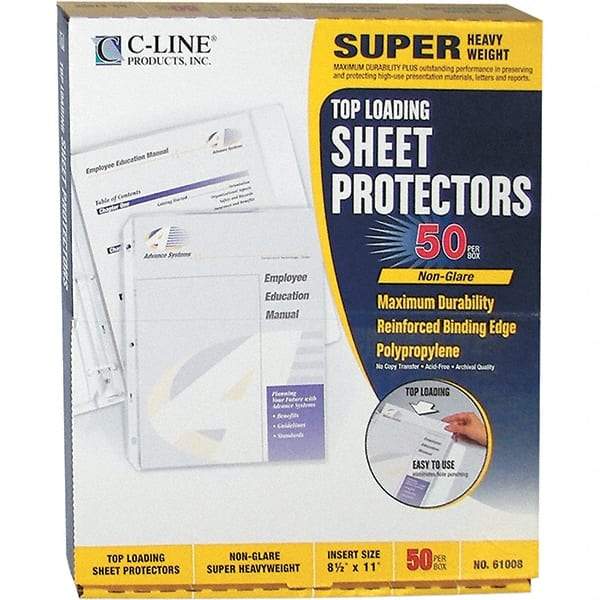 C-LINE - 50 Piece Clear Sheet Protectors-Ring Binder - 11" High x 8-1/2" Wide - Best Tool & Supply