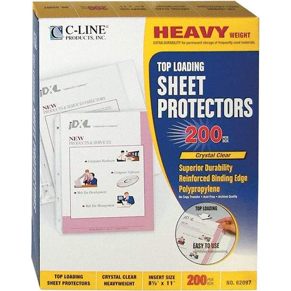 C-LINE - 200 Piece Clear Sheet Protectors-Ring Binder - 11" High x 8-1/2" Wide - Best Tool & Supply