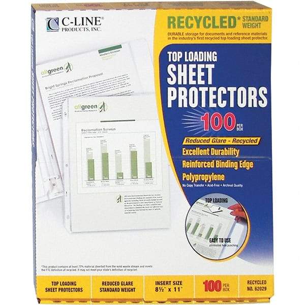 C-LINE - 100 Piece Clear Sheet Protectors-Ring Binder - 11" High x 8-1/2" Wide - Best Tool & Supply