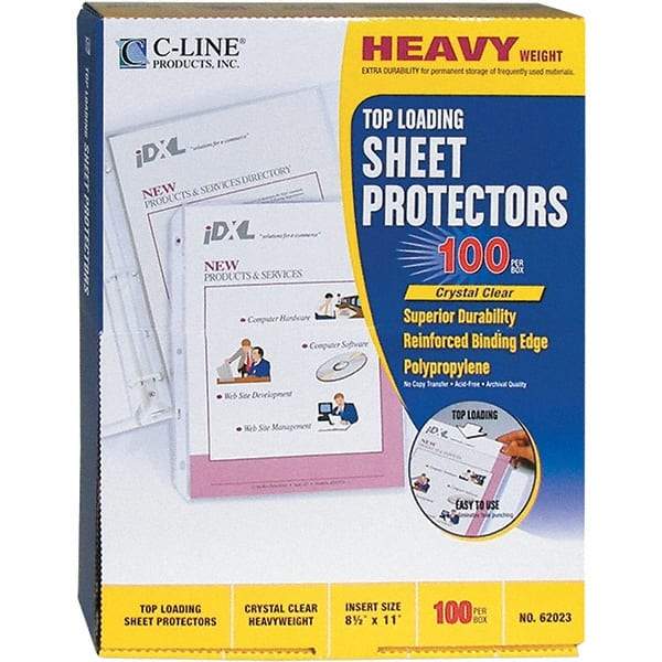 C-LINE - 100 Piece Clear Sheet Protectors-Ring Binder - 11" High x 8-1/2" Wide - Best Tool & Supply