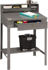 Stationary Shop Desks; Type: Foreman's Desk; Color: Medium Gray; Ship Weight: 80; Number Of Drawers: 3; Product Service Code: 7110