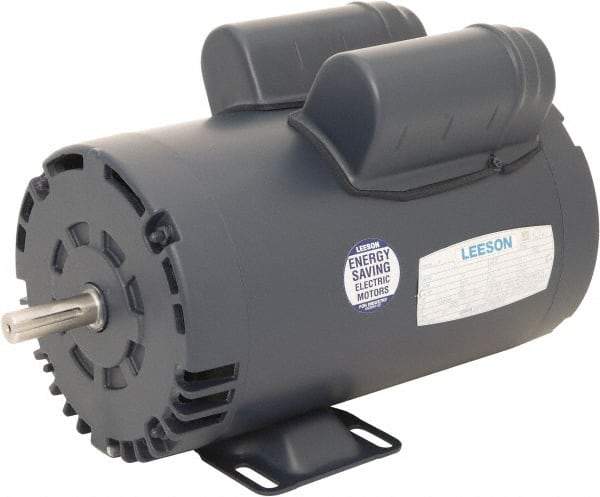 Leeson - 5 Max hp, 3,600 Max RPM, Electric AC DC Motor - 230 V Input, Single Phase, 56Y Frame, 5/8" Shaft Diam, Rigid Base Mount, ODP Enclosure - Best Tool & Supply