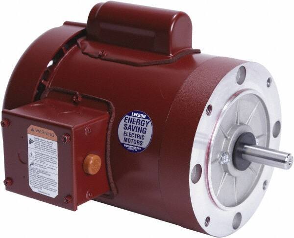 Leeson - 1 Max hp, 1,800 Max RPM, Electric AC DC Motor - 115/208-230 V Input, Single Phase, 56C Frame, 5/8" Shaft Diam, C-Face Mount, TEFC Enclosure - Best Tool & Supply