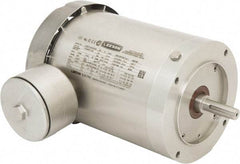 Leeson - 1 Max hp, 1,800 Max RPM, Premium Efficient Electric AC DC Motor - 230/460 V Input, Three Phase, 56C Frame, 5/8" Shaft Diam, C-Face Mount, TEFC Enclosure - Best Tool & Supply