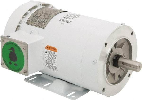 Leeson - 3 Max hp, 3,600 Max RPM, Premium Efficient Electric AC DC Motor - 230/460 V Input, Three Phase, 145TC Frame, 7/8" Shaft Diam, C-Face with Base Mount, TEFC Enclosure - Best Tool & Supply