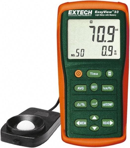 Extech - Light Meters Compatible Lighting: Fluorescent; Sodium; Mercury; Tungsten; Daylight Maximum Measurement (Lux): 1,000 - Best Tool & Supply