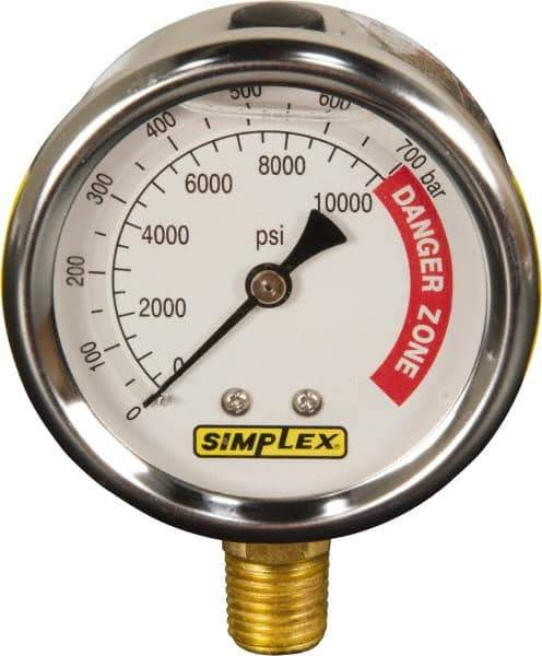 TK Simplex - Hydraulic Pressure Gages & Adapters Type: Liquid-Filled Gauge Pressure Rating: 0 - 10000 - Best Tool & Supply