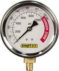 TK Simplex - Hydraulic Pressure Gages & Adapters Type: Liquid-Filled Gauge Pressure Rating: 0 - 10000 - Best Tool & Supply