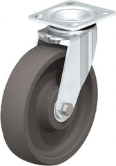 Swivel Top Plate Caster: Nylon, 8″ Wheel Dia, 2″ Wheel Width, 1,250 lb Capacity, 2-23/64″ OAH Nylon, 1,250 Lb Capacity, Ball Bearing, 4 x 4-1/2″ Plate