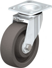 Swivel Top Plate Caster: Nylon, 6″ Wheel Dia, 2″ Wheel Width, 1,250 lb Capacity, 7-1/2″ OAH Nylon, 1,250 Lb Capacity, Ball Bearing, 4 x 4-1/2″ Plate