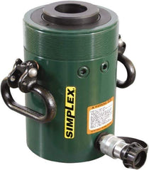 TK Simplex - 6" Stroke, 60 Ton Portable Hydraulic Hollow Hole Cylinder - 12.73 Sq In Effective Area, 76.41 Cu In Oil Capacity, 12.75 to 18.75" High, 3-5/8" Plunger Diam, 10,000 Max psi - Best Tool & Supply