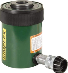 TK Simplex - 2-1/2" Stroke, 30 Ton Portable Hydraulic Hollow Hole Cylinder - 7.22 Sq In Effective Area, 18.05 Cu In Oil Capacity, 7.03 to 9.53" High, 2-1/2" Plunger Diam, 10,000 Max psi - Best Tool & Supply