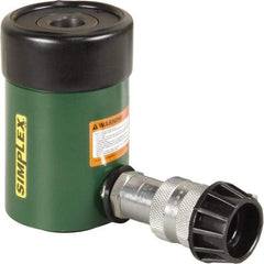 TK Simplex - 1-5/8" Stroke, 12 Ton Portable Hydraulic Hollow Hole Cylinder - 2.76 Sq In Effective Area, 4.5 Cu In Oil Capacity, 4.75 to 6.38" High, 1-3/8" Plunger Diam, 10,000 Max psi - Best Tool & Supply