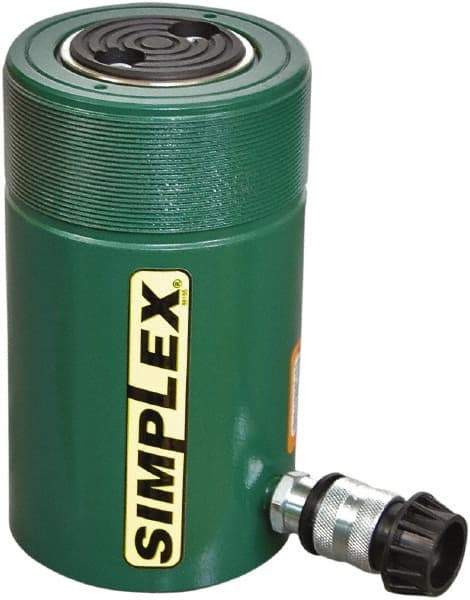 TK Simplex - 6" Stroke, 75 Ton Portable Hydraulic Single Acting Cylinder - 15.9 Sq In Effective Area, 95.4 Cu In Oil Capacity, 11.31 to 17.37" High, 3.75" Cyl Bore Diam, 4-1/2" Plunger Diam, 10,000 Max psi - Best Tool & Supply