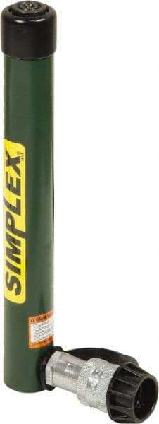 TK Simplex - 9-3/16" Stroke, 5 Ton Portable Hydraulic Single Acting Cylinder - 0.99 Sq In Effective Area, 9.07 Cu In Oil Capacity, 12.83 to 22.01" High, 1" Cyl Bore Diam, 1-1/8" Plunger Diam, 10,000 Max psi - Best Tool & Supply